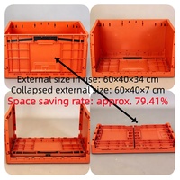 Conteneur pliable LRH 600*400*280mm, bac de stockage logistique en plastique pliable, empilable et repliable, matériau PP/HDPE
