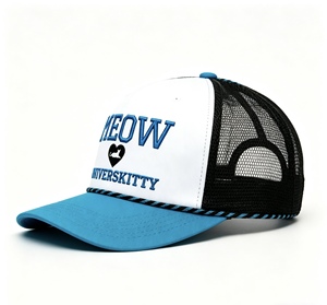 Gorra Trucker Personalizada, Gorra Trucker de Malla Transpirable con Bordado, Gorra de Béisbol Ajustable de Dos Tonos Azul-Blanco para Actividades al Aire Libre - Product Image 2