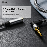 90 °   Kabel Ekstensi Audio DC3.5 M-F Bentuk L 3P Berlapis Emas dengan Jalinan Nilon dan Cangkang Aluminium untuk Kabel AUX Headset Ponsel Gaming