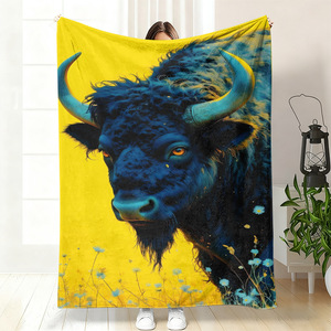 Manta de Franela con Diseño de Toro Corriendo a Través de las Nubes, Manta para Siesta, Cálida, Súper Suave, para el Hogar u Oficina, con Impresión Personalizada - Product Image 4