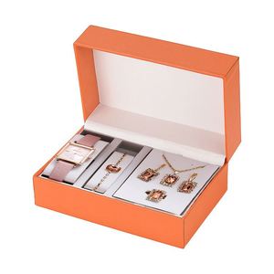 Women's Watch Pink 6Pcs Necklace Ring Bracelet Luxury Girl Set <b>Gift</b> With Box <b>for</b> Valentine's Day - Product Image 2