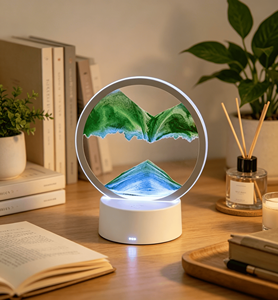 Modern Desk Lamp - 3D <b>Light</b> Emitting Diode Desk Lamp, <b>LED</b> Moving Art Dynamic Sand Scenery Flow Sand Painting, Quick Sand Lamp - Product Image 5