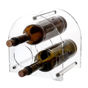 拱形亚克力酒瓶架3瓶亚克力家用酒架透明有机玻璃拱形葡萄酒展示架