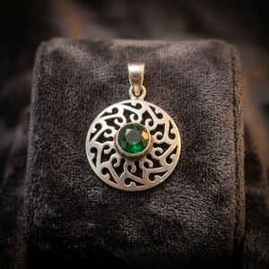Pendentif en argent allemand avec zircon Ha Gems, modèle Hydro, forme ronde, bijoux fins pour anniversaire, bijoux pour femmes, vente en gros - Product Image 3
