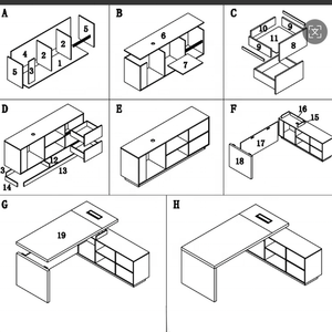 مكتب تنفيذي على شكل حرف L من قشرة الخشب، عصري ومتين وصديق للبيئة، بسعر المصنع، رائج البيع، من جوهوي - Product Image 5