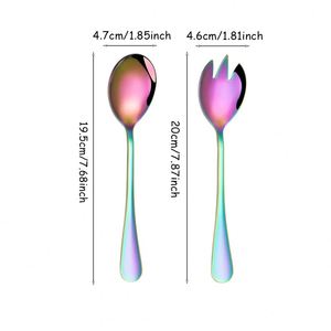 Juego de Tenedores y Cucharas para Ensalada de Acero Inoxidable, Cuchara para Servir, Tenedor para Mezclar Frutas y Verduras, para Restaurantes y Banquetes - Product Image 2