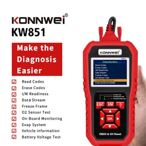 Meilleur fabricant konnwei kw851 Scanner de diagnostic automobile OBD2 OBDII Lecteur de code pour moteur de voiture universel