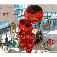 Sphère de boule brillante gonflable de ballon de miroir rouge grande pour la décoration de partie boule de miroir gonflable