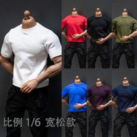 T-shirt ample unisexe en tissu pour poupée de 12 pouces, série Fantasy 1:6, style militaire, haut tendance à manches courtes