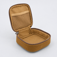 Étui à bijoux en daim doux avec fermeture éclair, logo personnalisé, pochette de voyage portable, petite trousse de toilette avec poche en filet pour ranger les boucles d'oreilles et les bagues