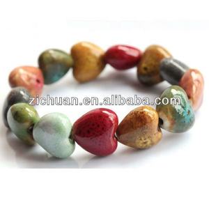 أساور خرز عتيقة عالية الجودة على شكل قلب من التيراكوتا، سوار قلب مطلي بالزجاج - Product Image 2