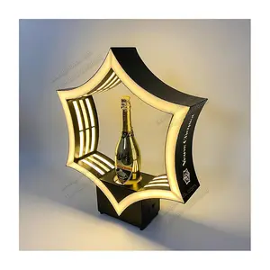 Présentoir de bouteille de champagne Veuve Clicquot éclairé par LED Hexagon Glorifier Stand VIP Service Rack Holder Cabinet Nightclub