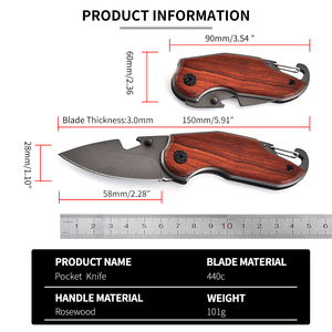 X48 sıcak satış ahşap saplı mini <span class=keywords><strong>a</strong></span>çık kamp için cep bıç<span class=keywords><strong>a</strong></span>ğı katlama ile şişe <span class=keywords><strong>a</strong></span>çacağı - Product Image 2