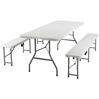Mobilier d'extérieur Portable 6ft One Pieces Blanc Rectangulaire En Plastique Pliable Banquet Restauration BBQ Camping Pique-Nique Table Pliante