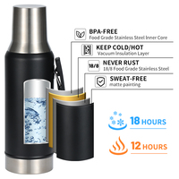 Set Botol Air Vakum Isolasi Stainless Steel 304 Food Grade 1200ml untuk Camping Outdoor dengan Sendok dan Sikat Pembersih