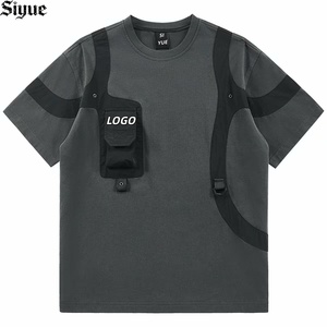 Camiseta Táctica Cyber Personalizada para <span class=keywords><strong>Hombre</strong></span>, Tejida con Estampado, Corte Holgado Oversize, Paneles con Arnés, Anillo en D, Bolsillo 3D de Gran Resistencia, MOQ Pequeño - Product Image 1