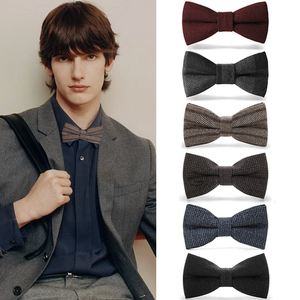 Nœud <span class=keywords><strong>Papillon</strong></span> de Soirée en Cachemire Marron Chameau Luxe pour Homme, Couleur Unie Rétro, Pré-noué pour Fête - Product Image 1