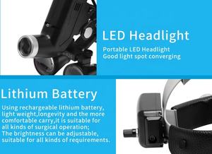 זכוכית מגדלת רפואית דנטלית המותקנת על הראש, אורתופדיה אוראלית, ניתוחי אוזניים, אף וגרון, פנס ראש מיוחד 5W - Product Image 5