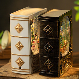 หนังสือคริสต์มาสวิเศษใหม่ ของขวัญหนังสือนิทานวินเทจ ตกแต่งด้วยไฟ LED พร้อมเสียงเพลงและกลิตเตอร์ สำหรับงานปาร์ตี้ที่บ้านหรือตกแต่งฉากซานต้าในวันคริสต์มาส - Product Image 6