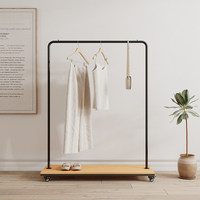 Porte-vêtements sur pied en fer noir avec étagère et roulettes, modèle 3-12, démontable et assemblable