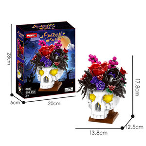 WOMA TOYS (8817) Blocs <span class=keywords><strong>de</strong></span> construction Fleur des Tous les Âmes Crâne, Briques Bouquet <span class=keywords><strong>de</strong></span> Roses Halloween, Décoration Créative, Cadeau <span class=keywords><strong>de</strong></span> Fête, Jouet - Product Image 5