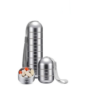 Mới Đến Du Lịch Di Động Stackable Kim Loại Không Thấm Nước Hộp Thuốc Hợp Kim Nhôm 7 Ngày Hàng Tuần Thuốc Tổ Chức - Product Image 3