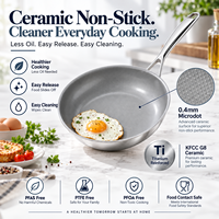 Poêle à frire en céramique G8 renforcée au titane de qualité supérieure, entièrement en acier inoxydable triple couche, antiadhésive, compatible induction, gaz et électrique