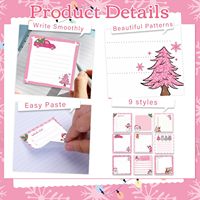 Blocs-notes adhésifs sur le thème de Noël rose, avec un adorable Père Noël et un bonhomme de neige, bloc-notes rose pastel pour liste de souhaits et liste de tâches de Noël