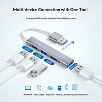 Adaptateur HUB USB 3.0 multiport 4 en 1, 4 ports USB 3.0, alliage d'aluminium, pour ordinateur portable, transfert de données, adaptateur HUB USB
