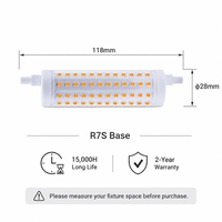 Ampoule LED Xmation R7S 15W 2100lm pour éclairage intérieur d'hôtel, CRI>80, température de couleur 2700K-6500K, construction en plastique et aluminium, FCC/CE