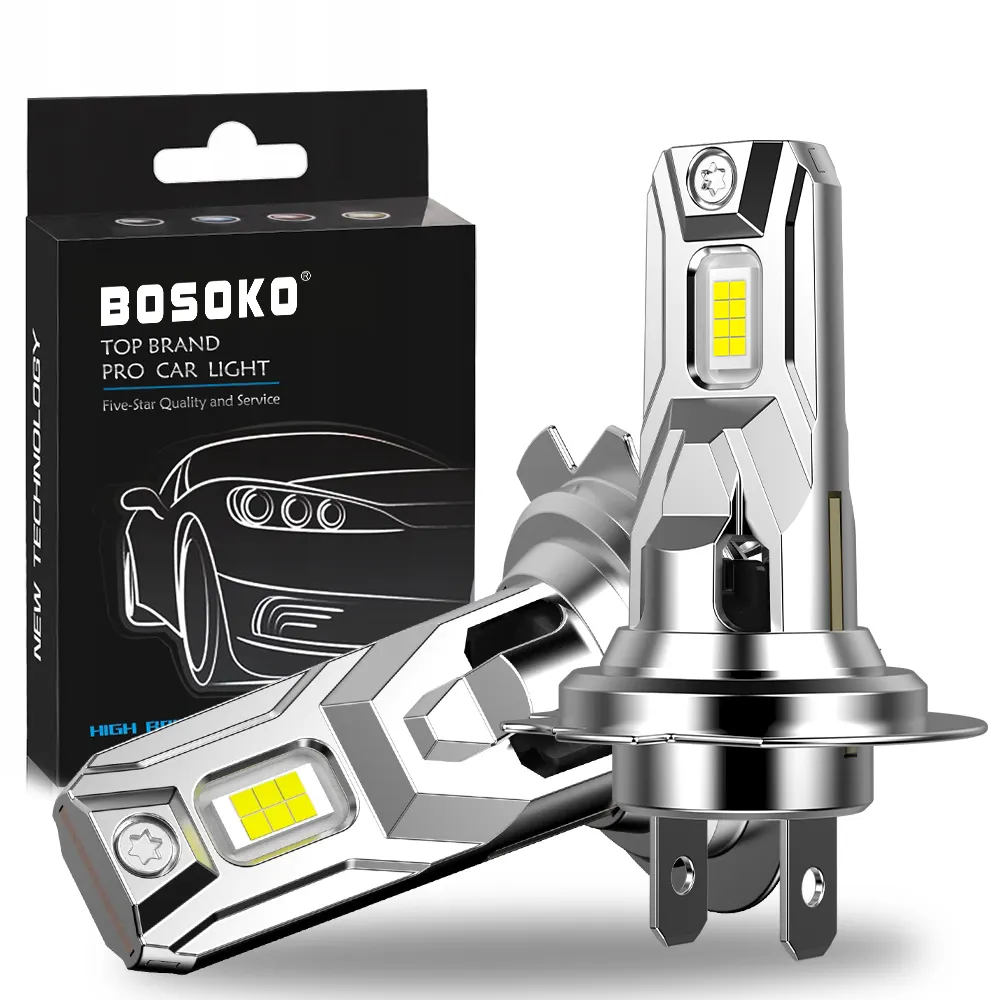 Bosoko 3500lm Lâmpadas para faróis de carro Sistema de iluminação automática Luzes LED para Carro H7 Canbus
