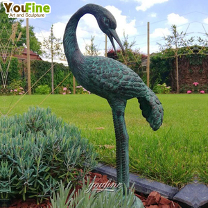 Statue d'heron <span class=keywords><strong>vert</strong></span> en métal Bronze taille réelle, Sculpture d'ornement de jardin - Product Image 2