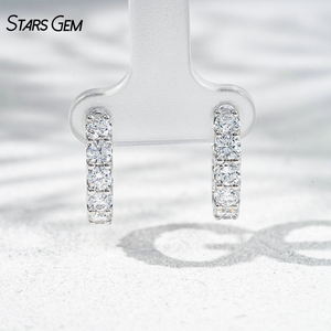 Pendientes de Aro StarsGem de Oro Sólido de 18K con Diamantes Cultivados en Laboratorio de 2.38ct DEF VS, Corte Brillante Redondo, Lujosos, Unisex, Chapados en Rodio - Product Image 4