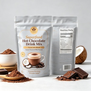 Bolsa de Empaque Personalizada con Etiqueta Privada para Mezcla de Bebida de Chocolate Caliente Superalimento, Mezcla de Cacao Latte, Cacao en Polvo con Leche de Coco - Product Image 1