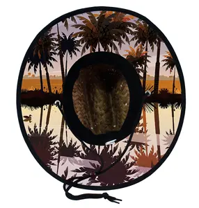 도매 여름 인명 구조 대 밀짚 모자 아래 챙 맞춤 인쇄 미국 솜브레로 비치 모자 서핑 인명 대 로고 밀짚 모자