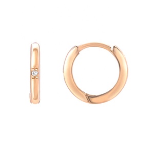 Joyería fina Plata de Ley 925 Pendientes de aro de circón con ajuste de garra de oro de 14K para mujer - Product Image 4