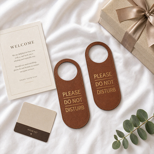 Colgador de Puerta de Cuero con Logotipo Personalizado, Suministros para Hoteles, Amenidades para Hoteles, Letrero para Puerta de Habitación, Fabricante OEM al por Mayor, Fábrica, Venta al por Mayor - Product Image 2