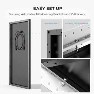 Full Black 50W 100W 150W 200W Offgrid Solar PERC HJT Mono for 12V <b>24V</b> <b>Battery</b> Charging System - Product Image 3