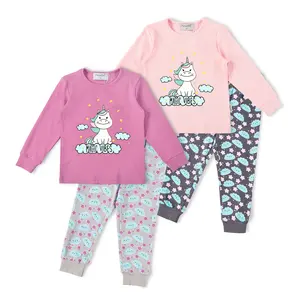 Petelulu Bulk Großhandel 2-10 Jahre Kinder Pyjamas Kinder Kleidung Einhorn gedruckt Unisex Jungen Mädchen Pyjamas Sets