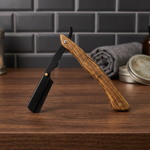 MORGANS INDUSTRIES Men's Stainless Steel Handle <b>Straight</b> <b>Razor</b> with Stainless Steel Blade for Barber Shop Outdoor & Hotel Use - Product Image 1