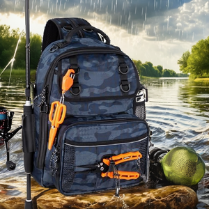 Mochila de Pesca Resistente al Agua 20-30L, Almacenamiento de Aparejos, Soporte para Cañas, Ajustable, Proveedor OEM, 10 Bolsillos y 7 Compartimentos - Product Image 2