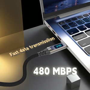 Câble de té<span class=keywords><strong>l</strong></span>éphone portable USB-C <span class=keywords><strong>à</strong></span> affichage LED en zinc, charge rapide PD3.1 240W, 2M 1.2M, accessoires électroniques en gros, PD Type C vers C - Product Image 5