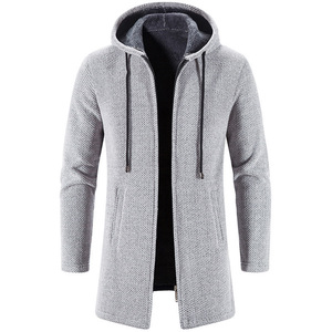 Cardigan long pour hommes <span class=keywords><strong>Manteau</strong></span> d'extérieur Automne Hiver Mode Hoodies Veste ample et surdimensionnée - Product Image 1
