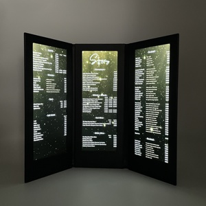 नई डिजाइन फैशन चमड़े के नेतृत्व में मेनू कवर रेस्तरां के लिए <span class=keywords><strong>3</strong></span> पृष्ठों प्रकाश रिचार्जेबल पेटेंट उत्पाद - Product Image 1