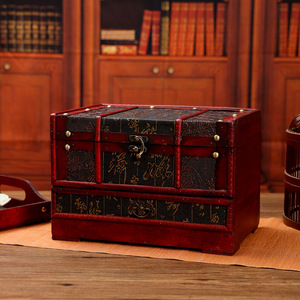 Caja de Joyería de Estilo Antiguo Mystic Arts con Espejo, Organizador de Maquillaje de Madera Roja para Uso en el Hogar y Bodas - Product Image 3