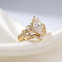 Bague de fiançailles en or avec diamant de laboratoire Marquise 3.10 TCW certifié IGI, coupe excellente, clarté VS1, inspirée de la nature, AURA LUXURIA