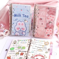 Cuaderno Transparente de PVC en Oferta, con Cubierta de Conejo de Dibujos Animados, 40 Hojas, A5/A6, 100 g/m², Espiral, Hojas Sueltas, Agenda Escolar