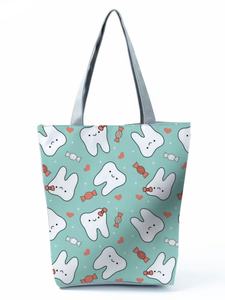 Bolsa de Mano de Moda Personalizada con Dibujos Animados de Dentista y Enfermera, Bolsa de Hombro Ecológica Reutilizable, Bolsas de Compras para Mujer, Bolsos Casuales Portátiles - Product Image 2