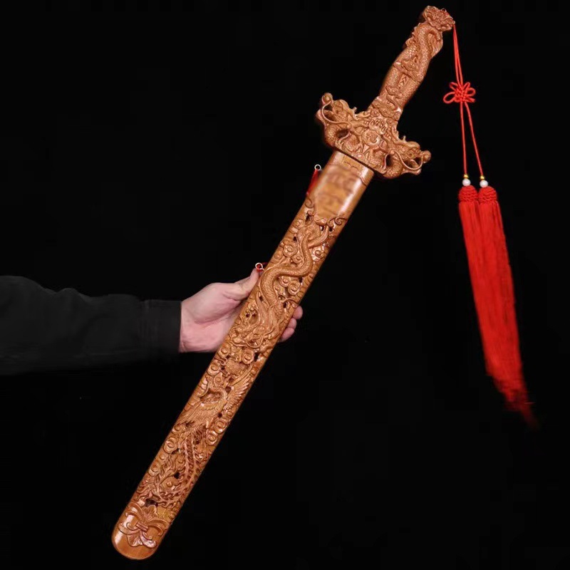 80cm peach wood sword relief