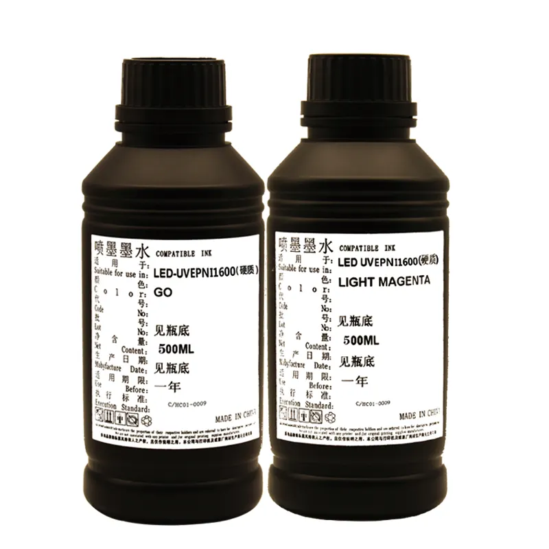 Baishixin Uv Ink Soft Hard Uv Print Ink Precio para impresora para Epson I1600 Impresión en Pvc y hoja de vidrio